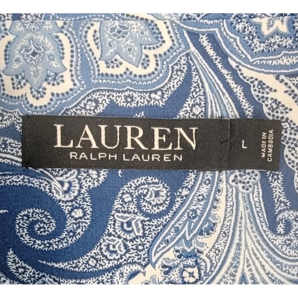 Lauren Ralph Lauren Womens Pajamas 2 Piece Paisley Set Top Pants Size Large Blue - Picture 7 of 14